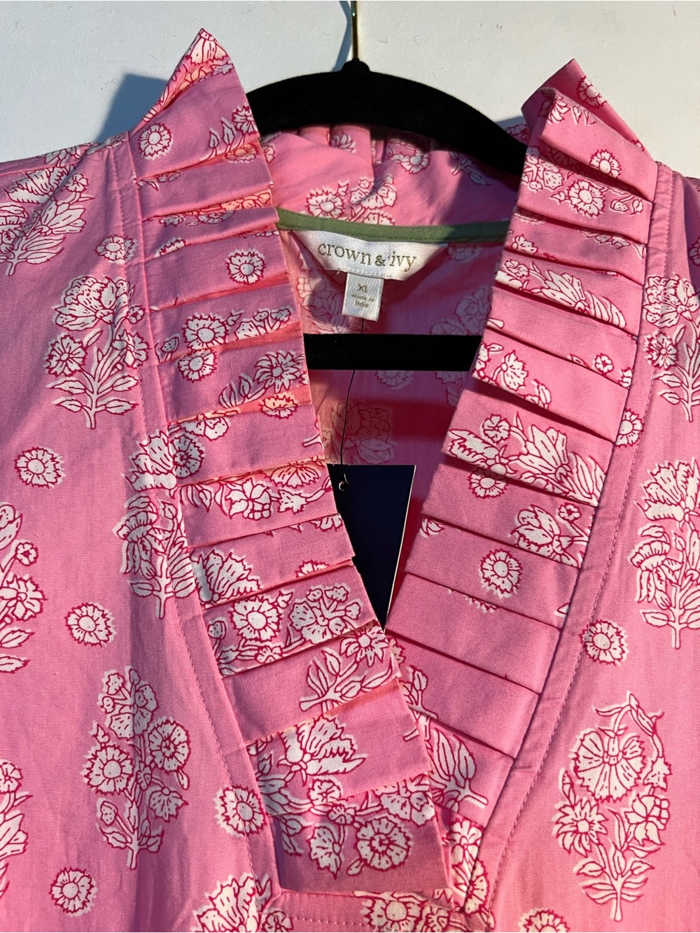 Crown and Ivy Pink Floral Ruffle V-Neck Dress Mini NWT XL Mothers Day - Picture 9 of 16